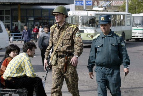 Two Uzbek Policemen Patrol Streets Tashkent Editorial Stock Photo ...