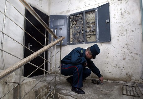 Uzbek Police Investigator Examins Wreckages Traces Editorial Stock ...