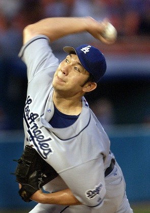 Los Angeles Dodgers pitcher Hideo Nomo is seen during a game