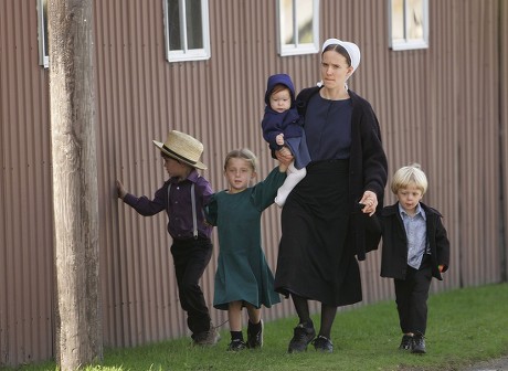 Amish Family Walks Near Cemetery Where Editorial Stock Photo - Stock ...