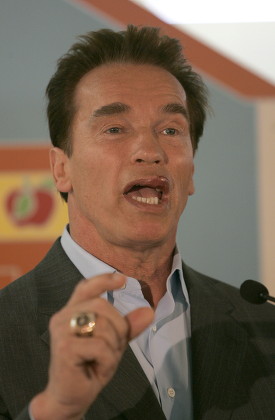 California Govenor Arnold Schwarzenegger During Visit Editorial Stock