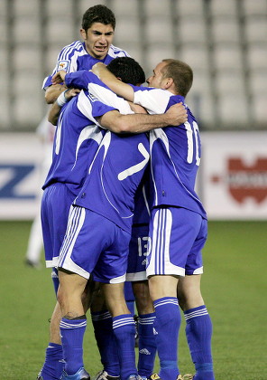 Cyprus Players Celebrate Their Opening Goal Editorial Stock Photo