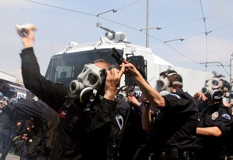 Turkish Riot Police Use Water Cannon Editorial Stock Photo - Stock ...