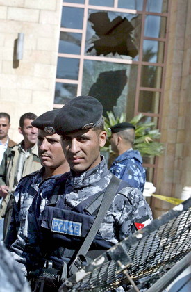 Jordanian Policemen Guard Outside Grand Haytt Editorial Stock Photo ...