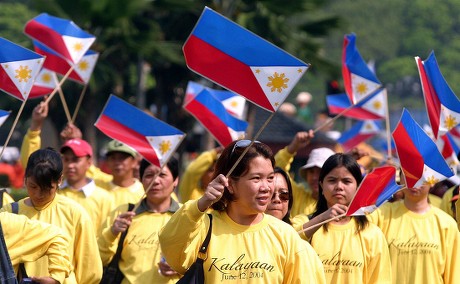 Filipino Holds Miniature Philippine Flags During Editorial Stock Photo ...