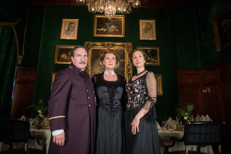 From (l-r) Austrian Actor Robert Palfrader As 'Portier Mayr' Ursula Strauss As 'Anna Sacher' and Francesca Von Habsburg As 'Englische Diplomatin' (c) Pose on the Set During the Filming of the Historical Docudrama 'Das Sacher' at the Hotel Sacher Vienna in Vienna Austria 03 May 2016 the Film is Set in Original Locations in Vienna and Lower Austria Austria Screening the History of the Hotel Sacher Vienna One of the Top Viennese Hotels the Film is Scheduled to Premiere in Austrian Television at the End of 2016 Austria Vienna