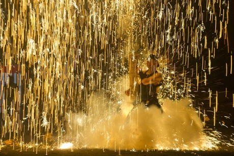 Local Japanese Man Holds Traditional Firework Editorial Stock Photo ...