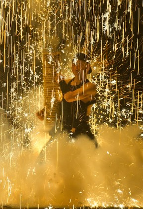 Local Japanese Man Holds Traditional Firework Editorial Stock Photo ...