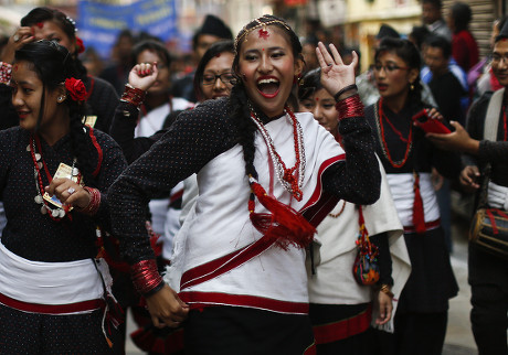 Ethnic Newari Girls Wearing Traditional Attire Editorial Stock Photo ...