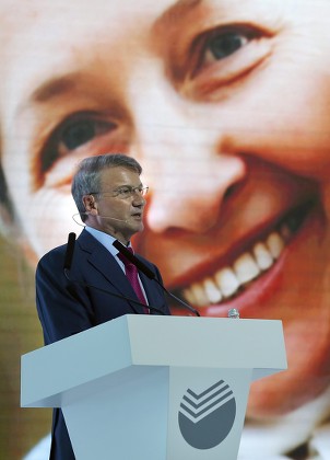 Sberbank Chief Executive Herman Gref Delivers Editorial Stock Photo