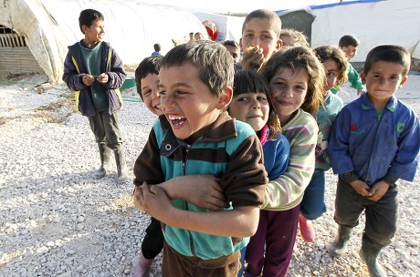 Syrian Refugee Children Play Front Their Editorial Stock Photo - Stock ...