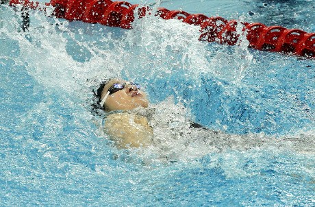 Stephanie Au Hoi Shun of Hongkong Competes in the Woman's 50m Backstroke Final of the Swimming Competitions at the 6th East Asian Games in Tianjin China 11 October 2013 China Tianjin