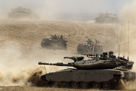 Israeli Tank Manuevers Staging Area Along Editorial Stock Photo - Stock ...