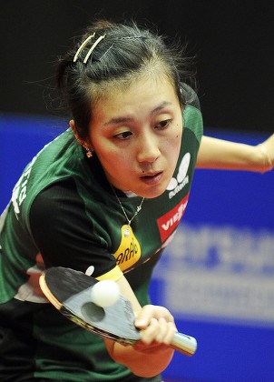 Ying Han of Germany in Action Against Charlotte Carey of Wales During Their Women's Single's Competition Match at the Ettu European Table Tennis Championships in Schwechat Austria 11 October 2013 Austria Schwechat