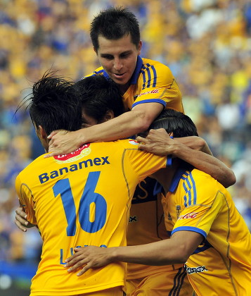 Tigres Players Celebrate Score Against Chiapas Editorial Stock Photo