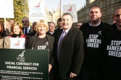 Finance sector workers protesting outside the House of Commons to demand changes to the structure of the finance services sector, London, Britain - 28 Oct 2008