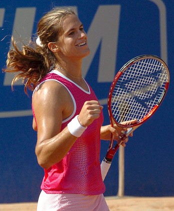 French Amelie Mauresmo Celebrates Winner During Editorial Stock Photo