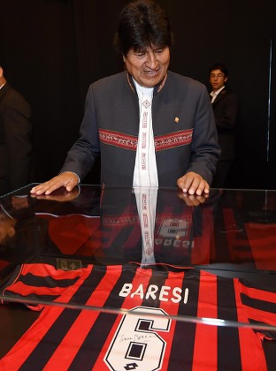 Italy Bolivia Morales Ac Milan Visit - Jun 2015