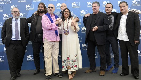(l-r) Spanish Director Alex De La Iglesia Brasilian Director Hector Babenco Australian Director Warwick Thornton Mexican Director Guillermo Arriaga Indian Director Mira Nair Israeli Director Amos Gitai Iranian Director Bahman Ghobadi and Japanese Director Hideo Nakata Pose at a Photocall For 'Words with Gods' During the 71st Annual Venice International Film Festival in Venice Italy 30 August 2014 the Movie is Presented out of Competition at the Festival Running From 27 August to 06 September Italy Venice