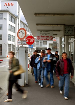 Workers Leave Factory Premises During Change Editorial Stock Photo ...