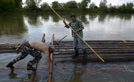 Polish Lightermen Build Raft Out Wooden Editorial Stock Photo - Stock ...