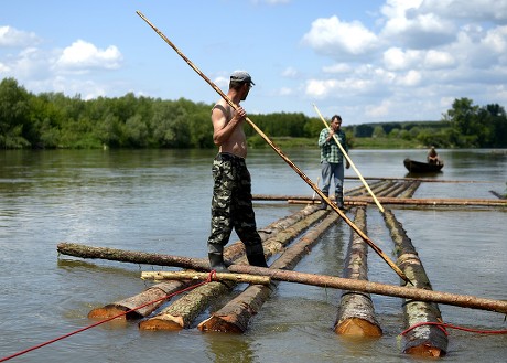 Polish Lightermen Build Raft Out Wooden Editorial Stock Photo - Stock ...