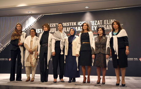 First ladies from Middle Eastern countries call for peace in Gaza at a meeting in Istanbul, Turkey - 10 Jan 2009