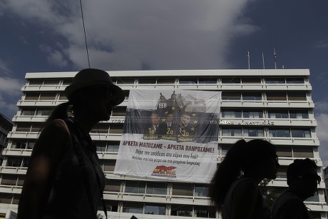 A Banner Hangs On the Building of Finance Ministry in Athens - Jun 2015