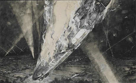 Fall Cuffley Zeppelin Watercolour Gouache Drawingdepicting Editorial ...