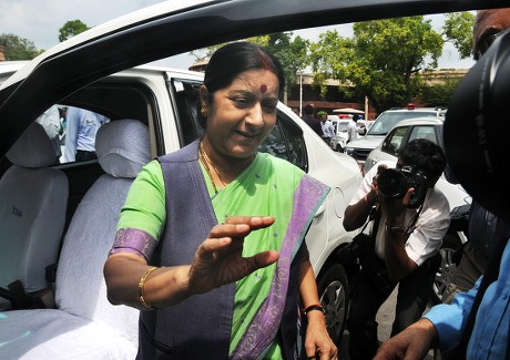 Indian Foreign Minister Sushma Swaraj Arrives Editorial Stock Photo ...