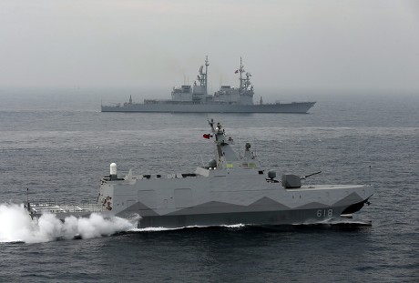 Taiwan Naval Warships Maneuver During Military Editorial Stock Photo ...