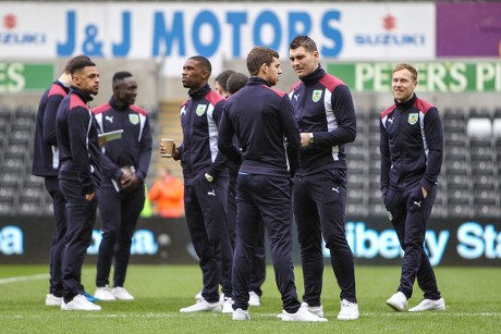 Burnley Players Inspect Pitch Programme Premier Editorial Stock Photo