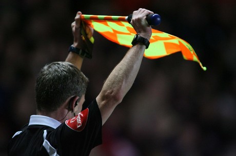 Assistant Referee Signals Substitution His Flag Editorial Stock Photo ...
