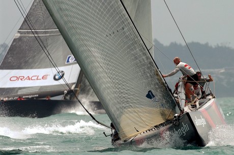 Catamaran New Zealand Racing In Louis Vuitton Cup Stock Photo