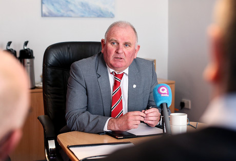 Derry City FC vice-chairman Sean Barrett speaking to the media regarding the death of club captain Ryan McBride
