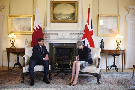 Theresa May greets Qatar Prime Minister, London, United Kingdom - 27 Mar 2017