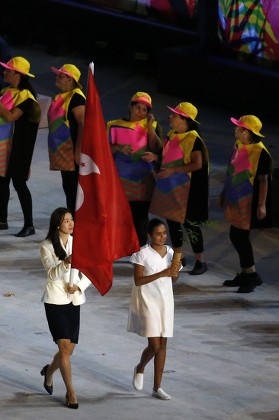 Flag Bearer Stephanie Au of Hong Kong Delegation Enter the Field During the Opening Ceremony of the Rio 2016 Olympic Games at the Maracana Stadium in Rio De Janeiro Brazil 05 August 2016 Brazil Rio De Janeiro