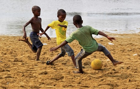 Liberians Play Beach Soccer West Point Editorial Stock Photo - Stock ...