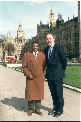 Ex. Footballer Garth Crooks & Rugby Coach Roger Uttley Standing Outside The House-of-commons. (assignment House-of-commons Sports/education Meeting. 