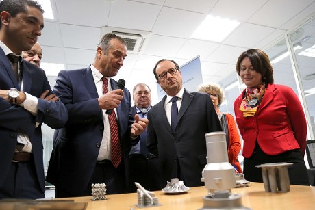 French President Francois Hollande visits the Liebherr-Aerospace factory, Campsas, France - 05 May 2017