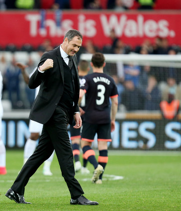 Swansea City Manager Paul Clement Celebrates Editorial Stock Photo ...