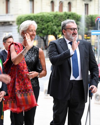 Christine Lagarde Michele Emiliano Editorial Stock Photo Stock