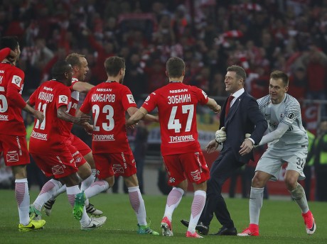 Fc Spartak Moscow Team Players Celebrate Editorial Stock Photo