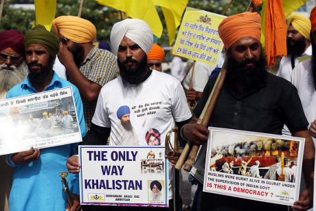 Sikh Men Hold Placards Posters During Editorial Stock Photo - Stock ...