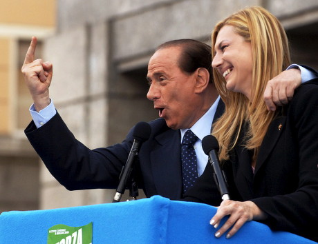 Silvio Berlusconi jokes with  Michaela Biancofiore, Bolzano, Italy - 31 Jan 2007