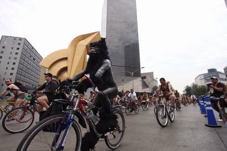 World Naked Bike Ride 2017 in Mexico City - 08 Apr 2017 Stock Pictures