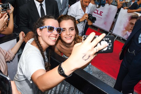 Emma Watson Takes Selfie Fan Editorial Stock Photo - Stock Image