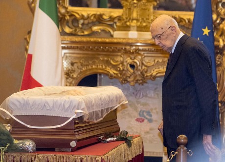 Giorgio Napolitano at funeral chamber of Stefano Rodota, Rome, Italy - 24 Jun 2017
