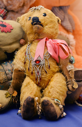 Barbara Cartland's Teddy Bear 'prince Of Love'. Collection Of Teddy Bears From Broadcaster And Former Mp Giles Brandreth Gifted To Newby Hall Ripon North Yorkshire In A New Permanent Exhibition. Pic Bruce Adams / Copy Brooke -24/5/16.
