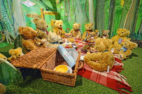 A Tableau Of The Teddy Bears Picnic. Collection Of Teddy Bears From Broadcaster And Former Mp Giles Brandreth Gifted To Newby Hall Ripon North Yorkshire In A New Permanent Exhibition. Pic Bruce Adams / Copy Brooke -24/5/16.